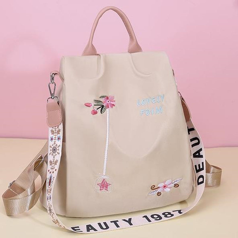 Mochila de Mujer Bordada con Estilo - Impermeable y Antirrobo