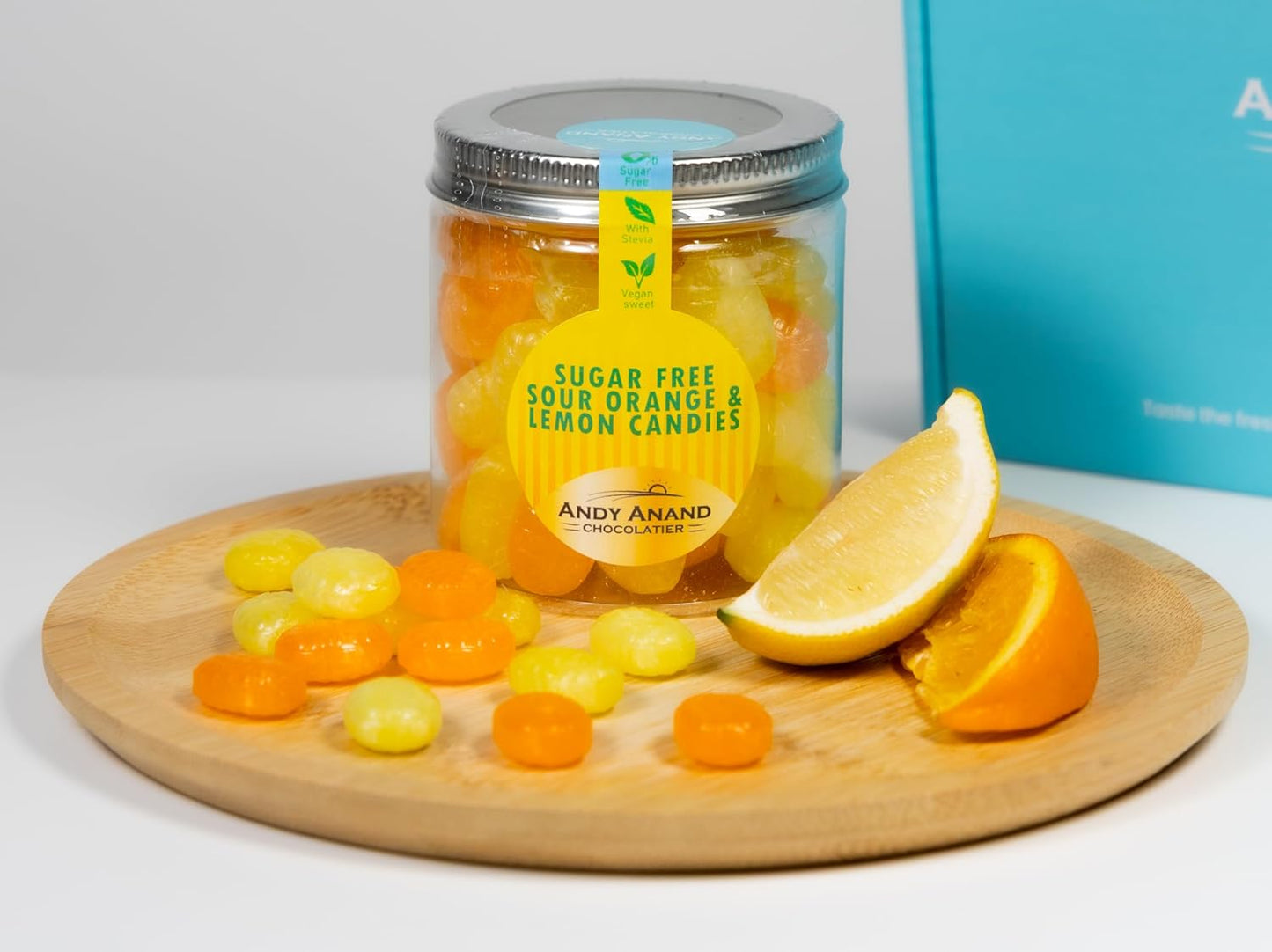 Caramelo Duro de Naranja Ácida Sin Azúcar Andy Anand - 28 Piezas