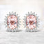 1.61 Carat Genuine Morganite and White Diamond Halo Earrings