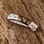 Exquisite Custom Damascus Steel Folding Pocket Knife – 3-Inch Blade with Sheep Horn Handle & Leather Case – Ideal Gift by KBS Knives - Korvel