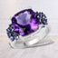 6.34 Carat Genuine Amethyst and Tanzanite Sterling Silver Ring