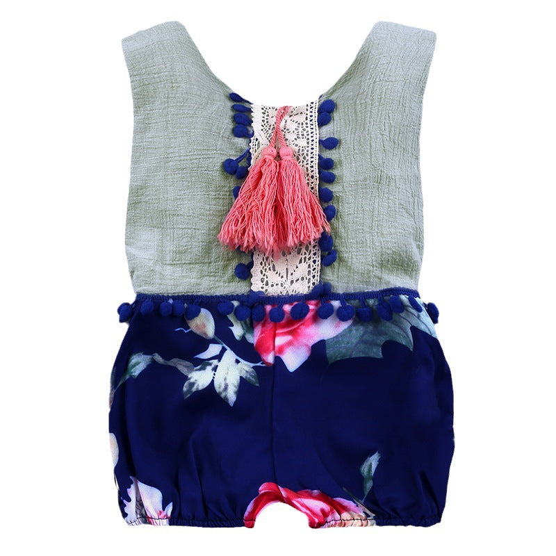 Floral Tassel Baby Romper for Newborn Girls