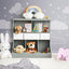 Freestanding Combo Cubby Bin Storage Organizer Unit with 3 Baskets - Gray
