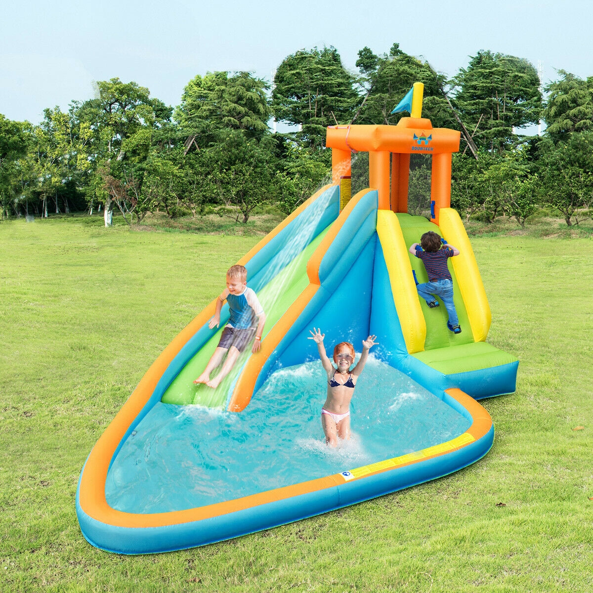 Inflatable Water Slide Bounce House with 740W Blower