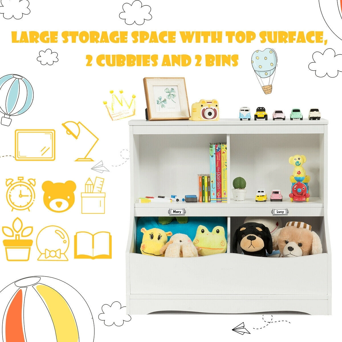 Kids Multi-Functional Floor Cabinet - White