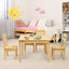 Juego de Mesa y Sillas de Madera de Pino para Niños de 5 Piezas