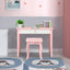 Kids Princess Make Up Dressing Table with Tri-folding Mirror - Pink