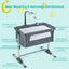 Height Adjustable Baby Side Crib with Music Box & Toys - Dark Gray