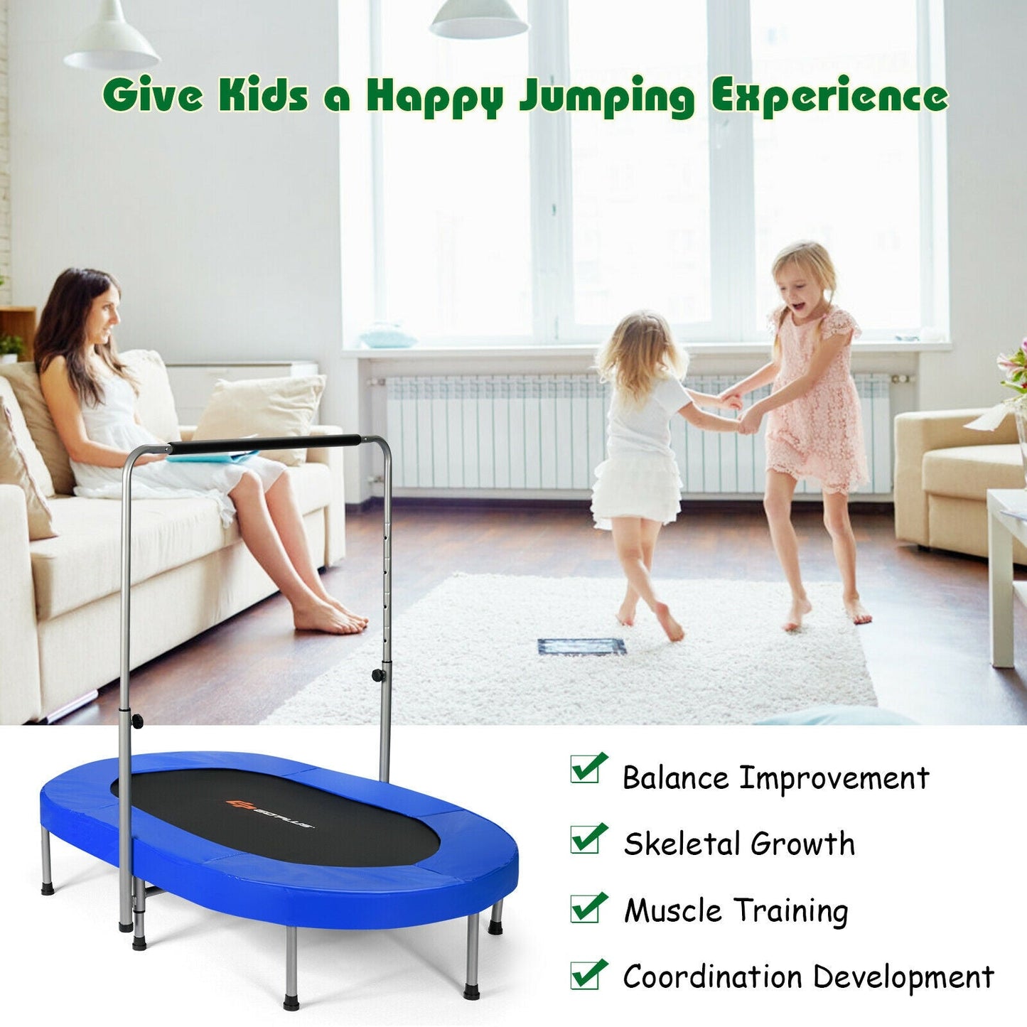 Trampolín Rebotador Mini Plegable para Niños de 2 Personas - Azul