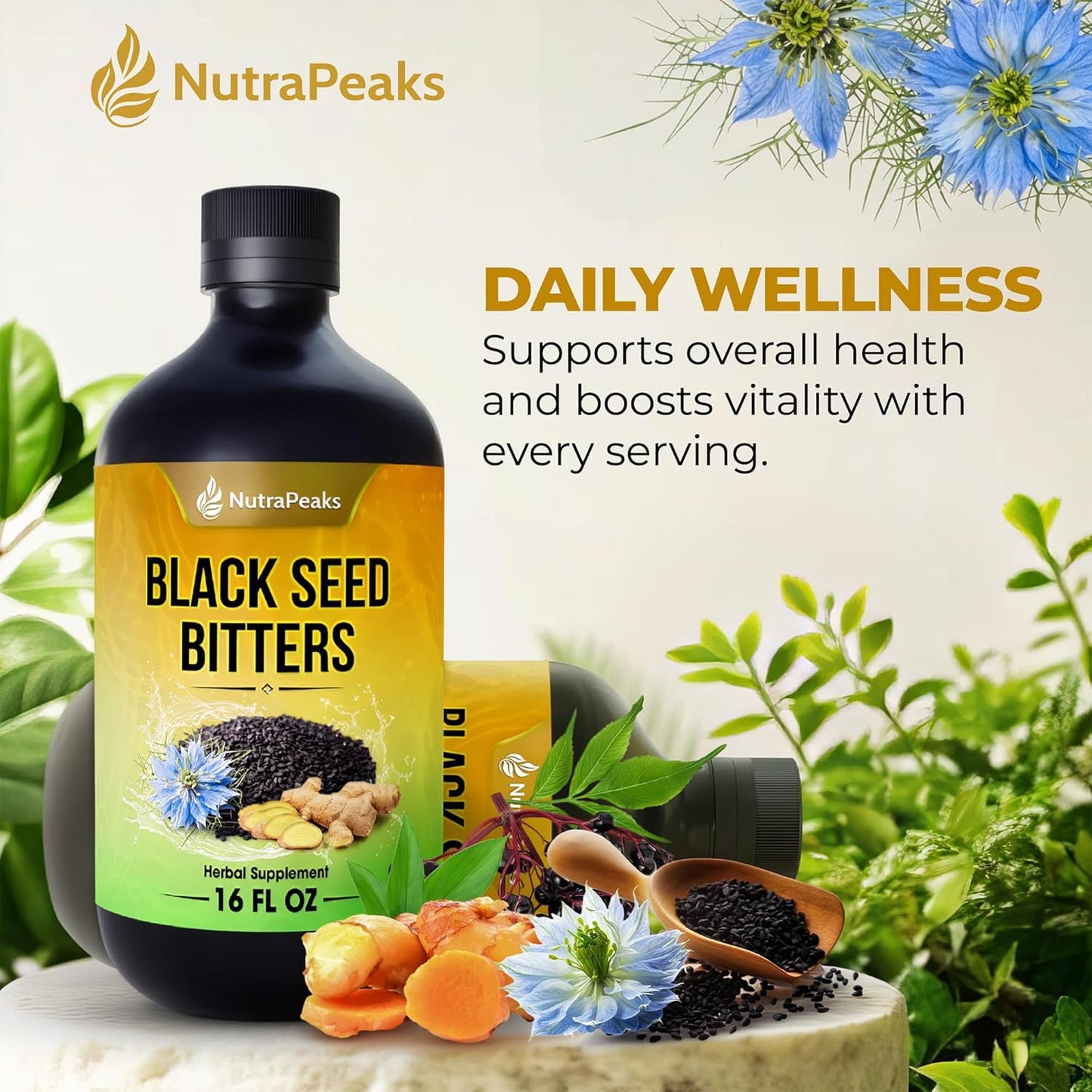 Premium Black Seed Oil Bitters - Herbal Blend 16 fl oz
