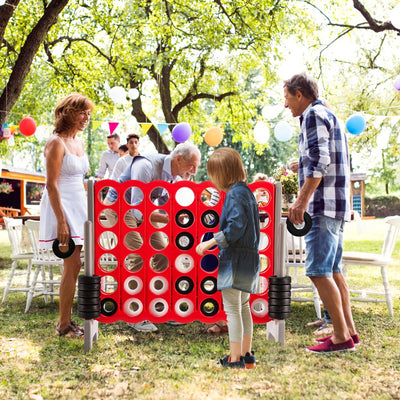 3.5 Feet Tall Jumbo 4 to Score Giant Game Set with 42 Rings - Red