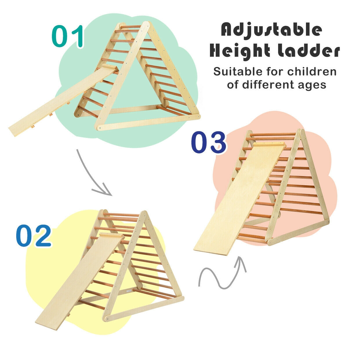 Triangle d'escalade en bois pliable pour tout-petits