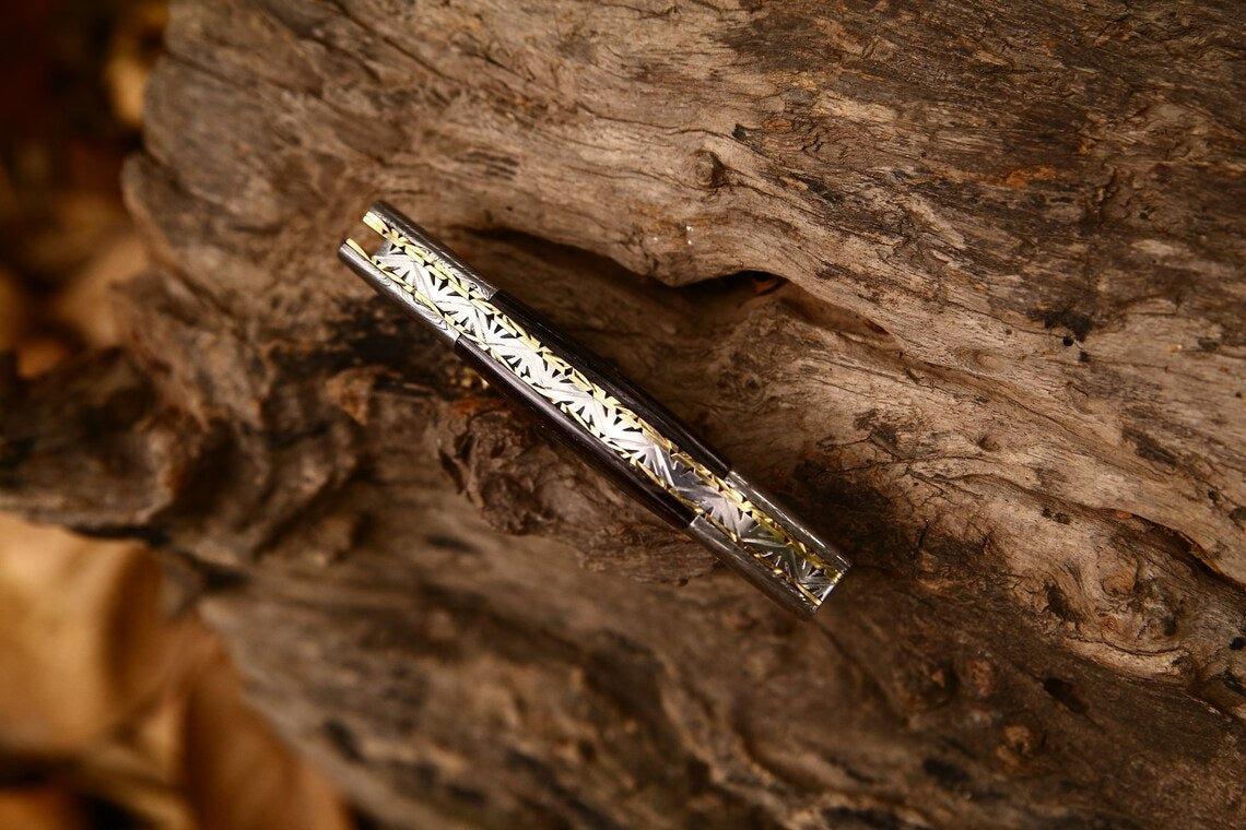Artisan Crafted Damascus Steel Tanto Folding Knife | 3-Inch Blade, Wenge Wood Handle, Leather Sheath | Ideal Groomsman Gift - Korvel