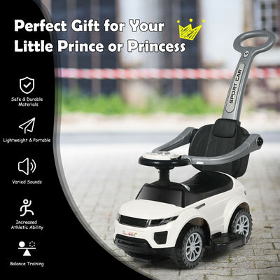 3-in-1 Convertible Toddler Stroller and Ride-On Car - White