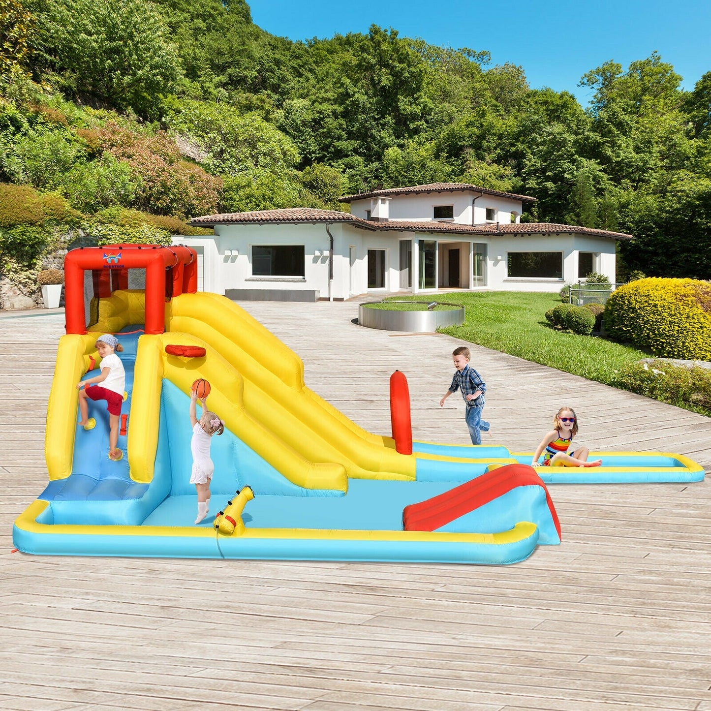 7-in-1 Inflatable Dual Slide Water Park Bounce House