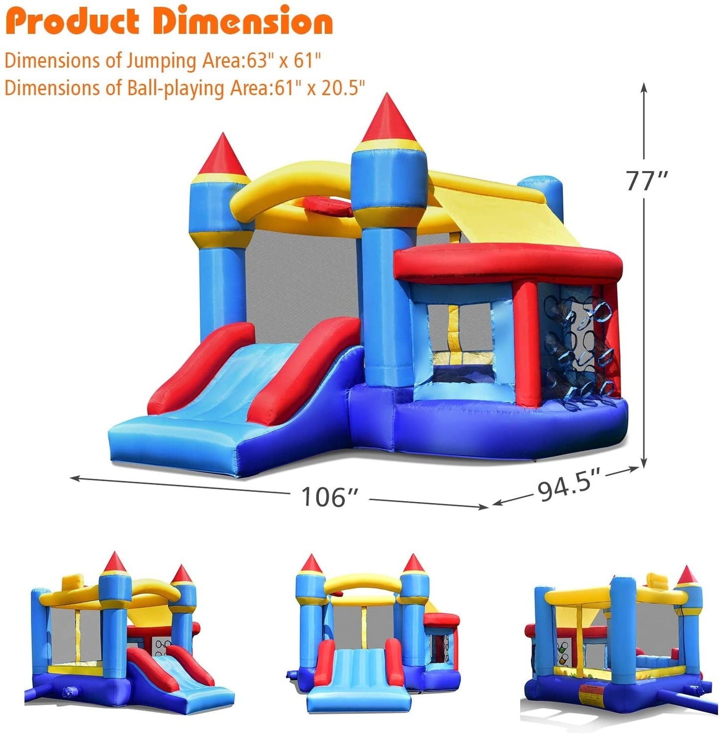 Château Gonflable avec Toboggan et Piscine à Balles