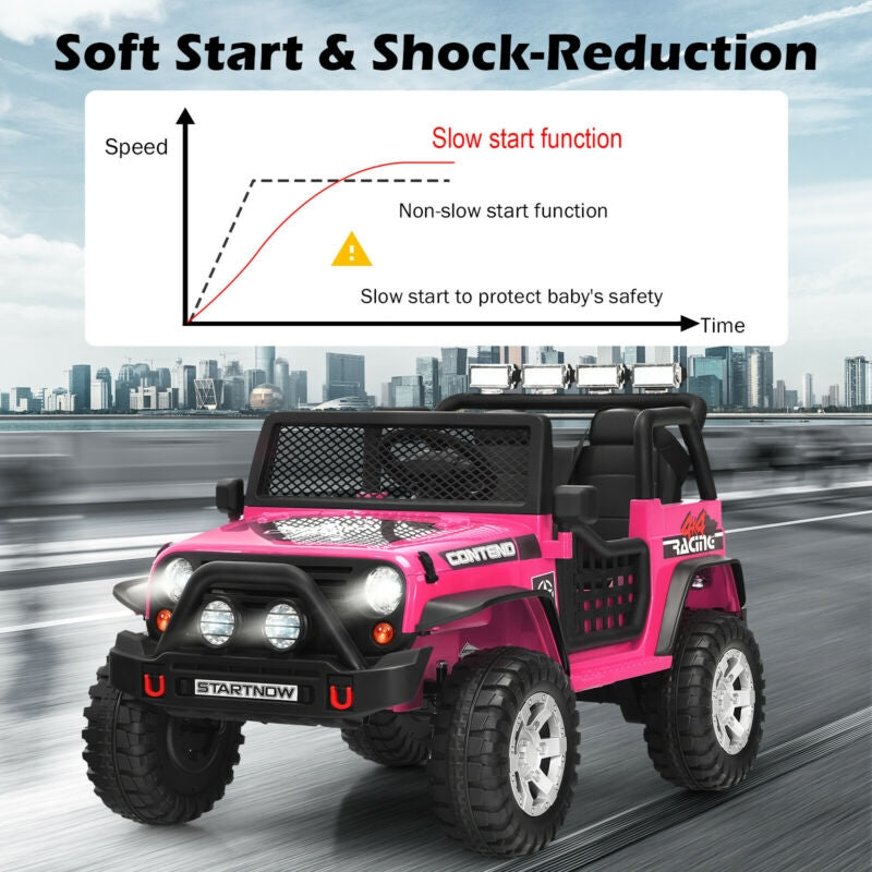 12V Kids Electric Ride On Truck - Pink with Remote Control