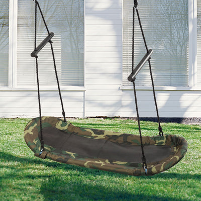 Columpio de Árbol en Forma de Plato Surf para Niños - Juego de Columpios Ajustable para Exteriores