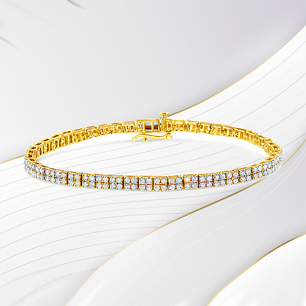 Bracelet en lien en diamant plaqué or jaune 14K - 7,25"
