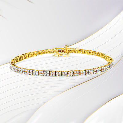 Bracelet en lien en diamant plaqué or jaune 14K - 7,25"