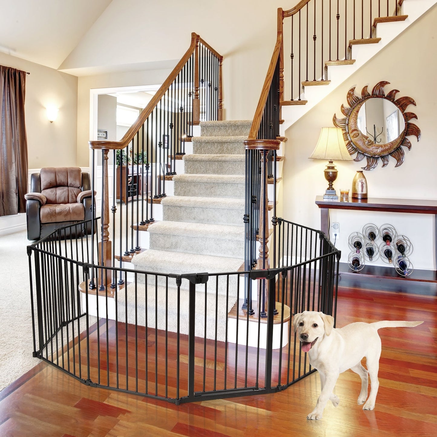 Adjustable Panel Baby Safe Metal Gate Play Yard - Black