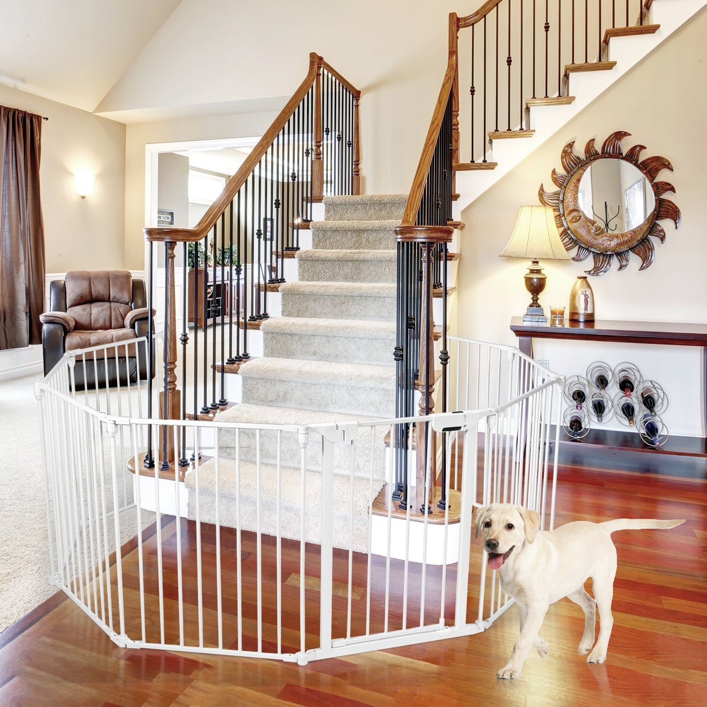 Adjustable Metal Gate Play Yard - White