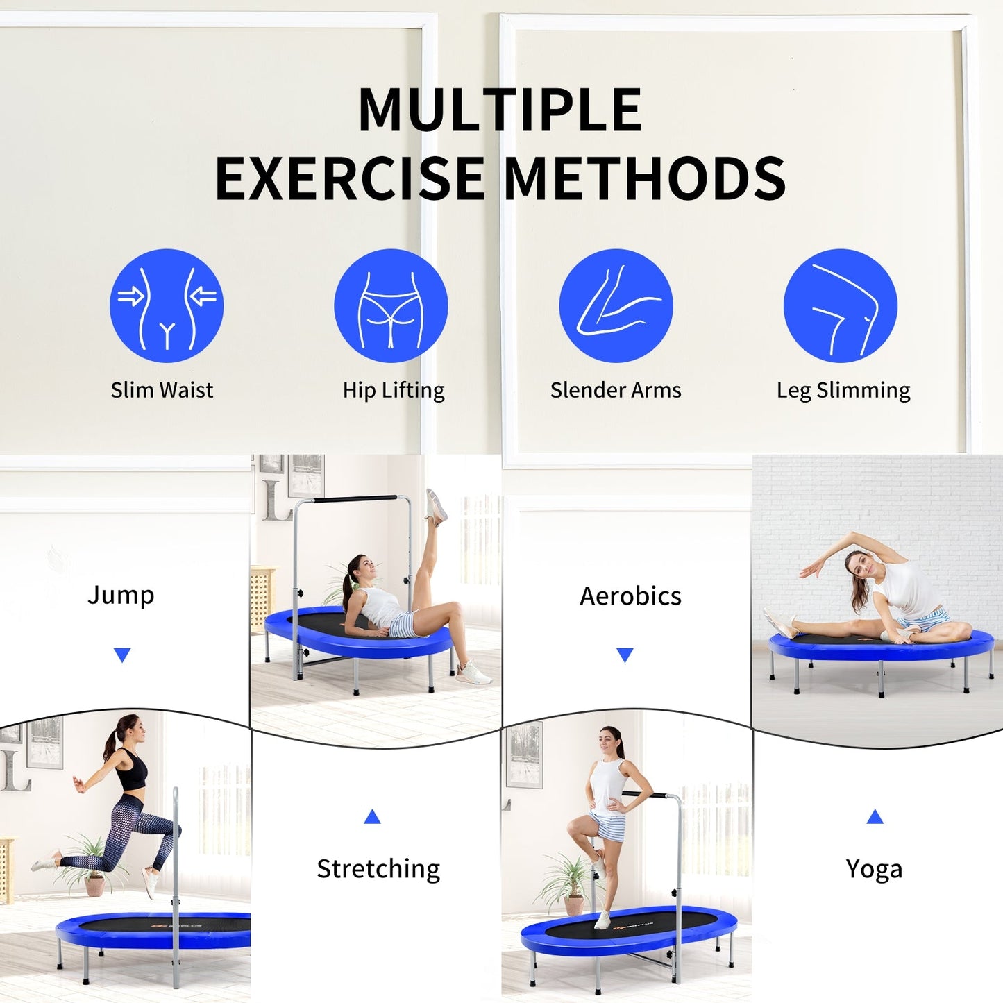 Trampolín Rebotador Mini Plegable para Niños de 2 Personas - Azul