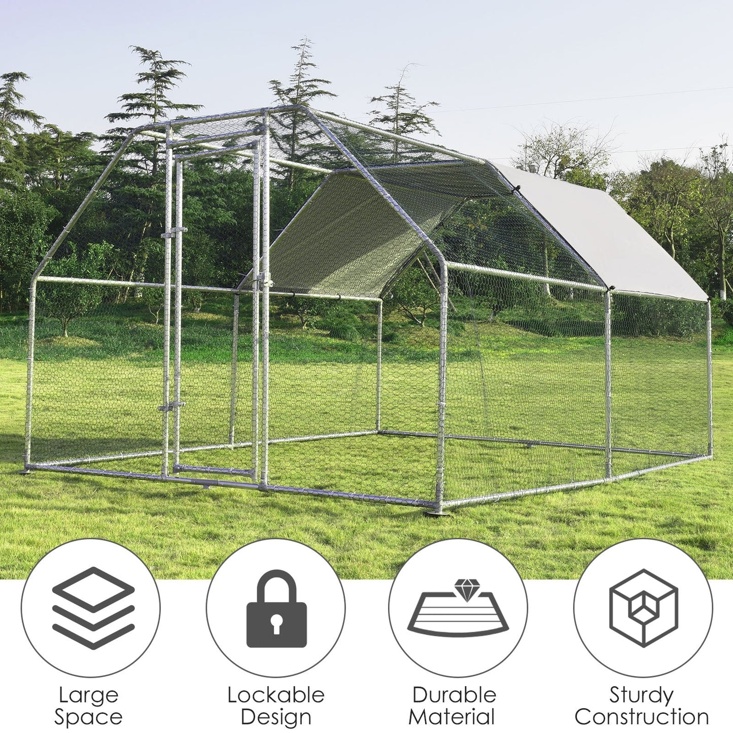 Large Walk In Chicken Coop Run - 9.5 x 12.5 Feet