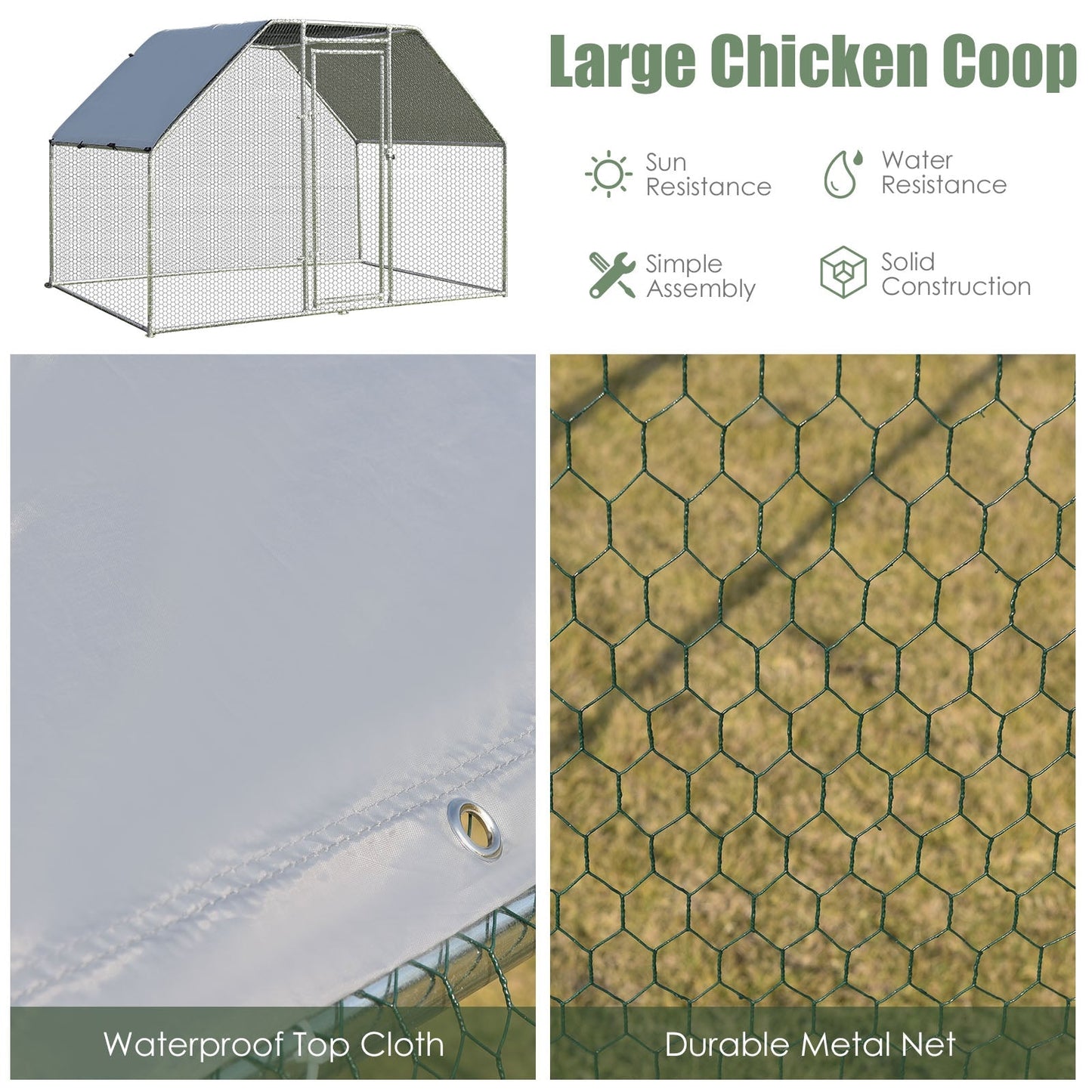 Large Walk In Chicken Run Cage - 9.5 x 6.5 Feet