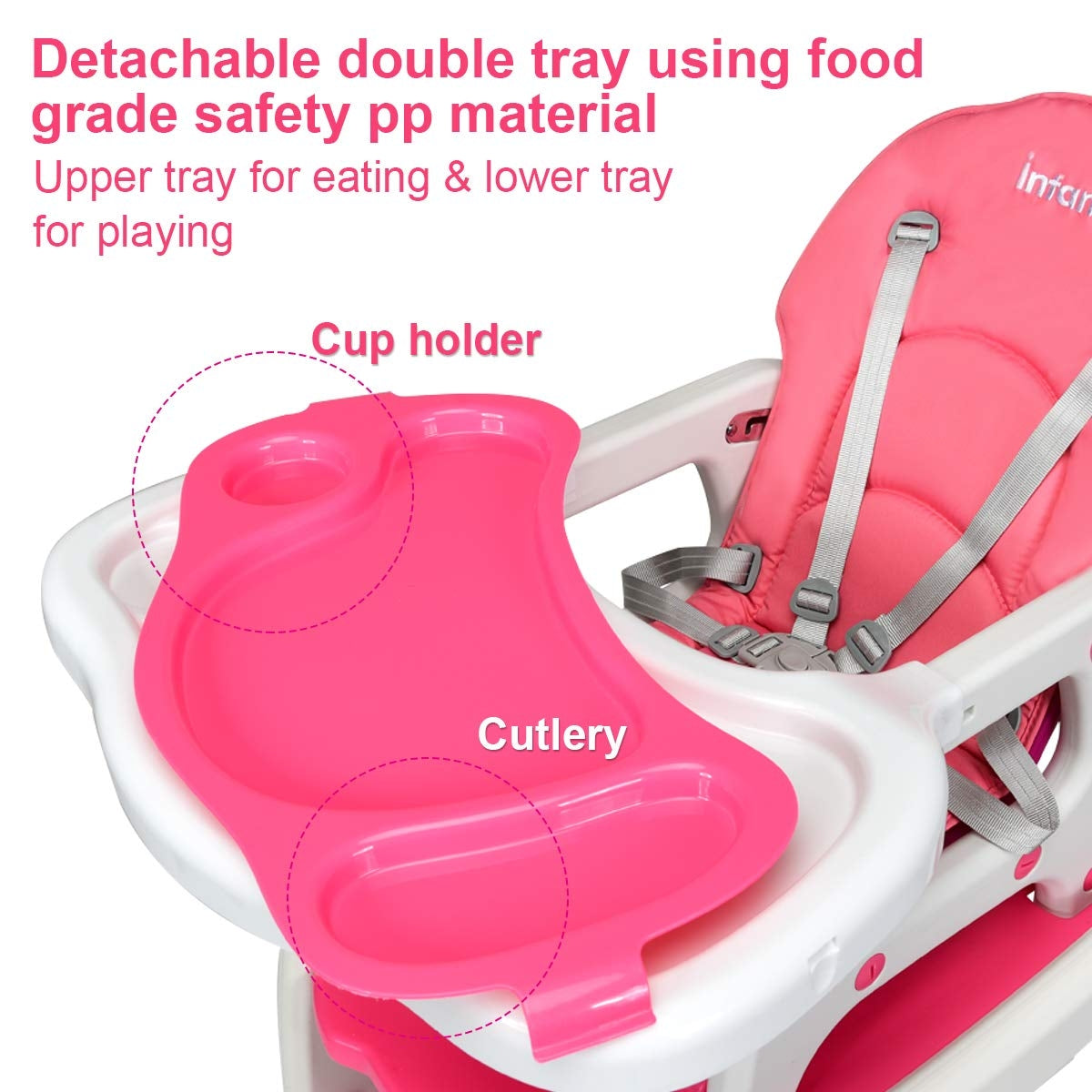 3-in-1 Convertible Baby High Chair - Pink