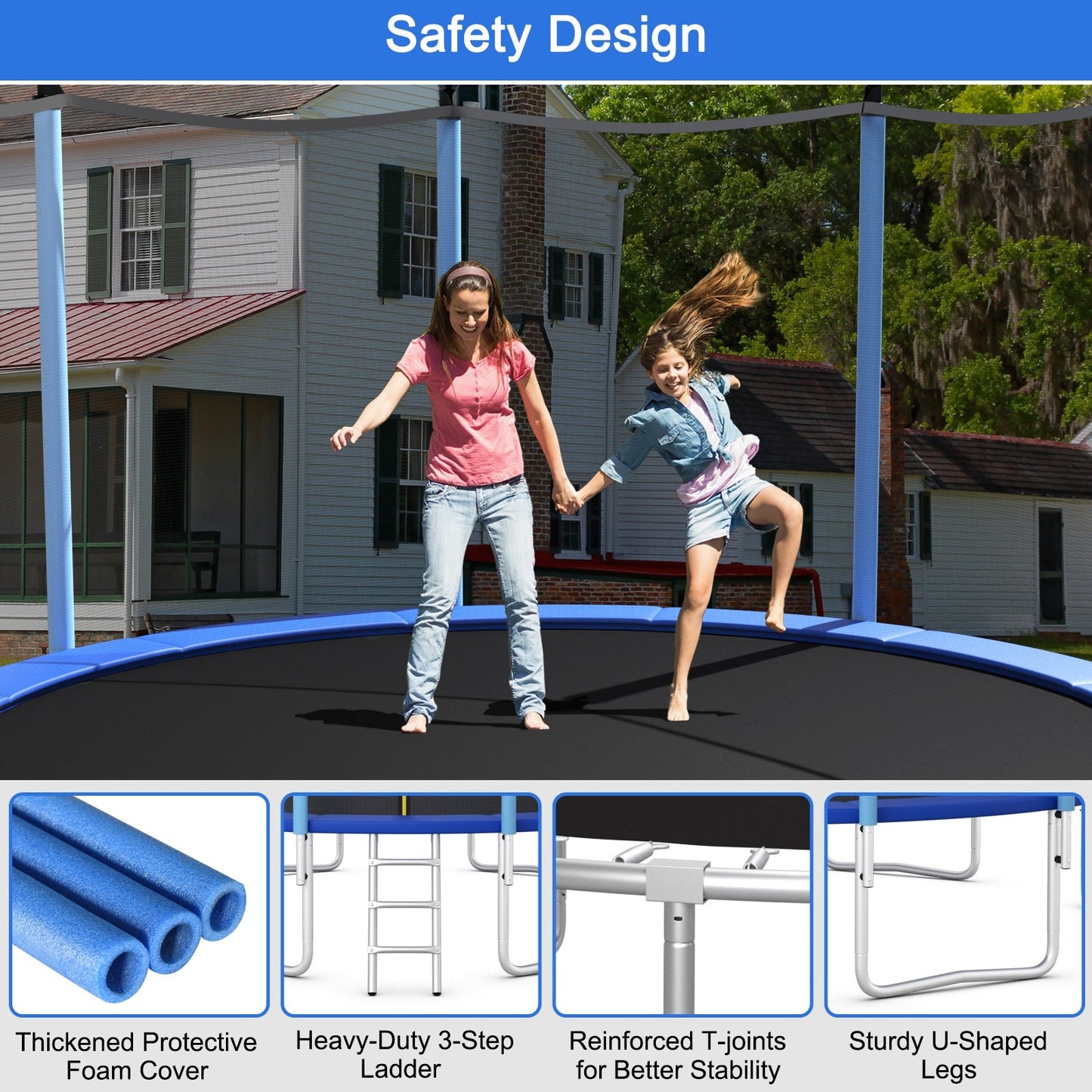 Trampolín exterior de 16 pies con red de seguridad