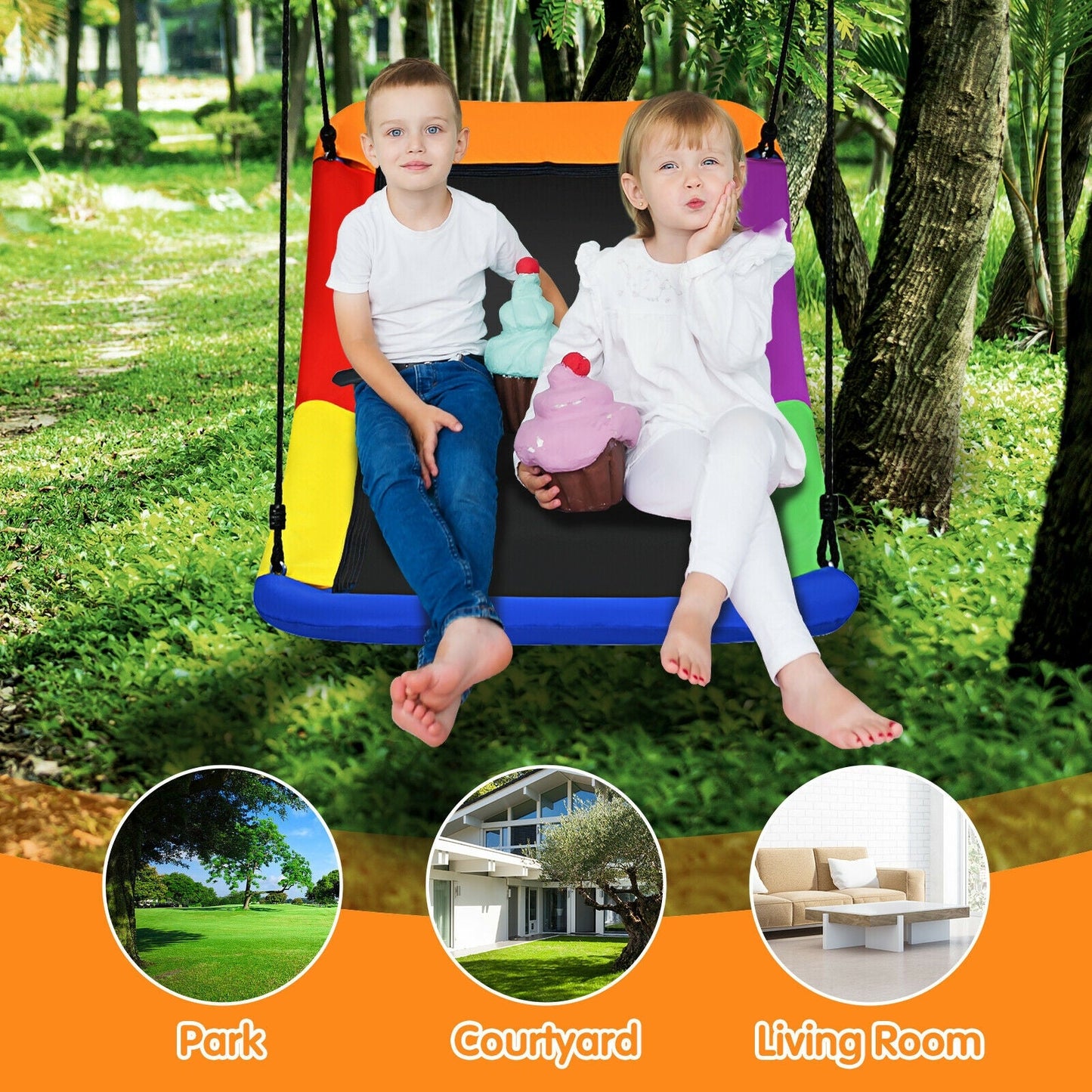 700lb Giant 60 Inch Platform Tree Swing for Kids and Adults - Multicolor