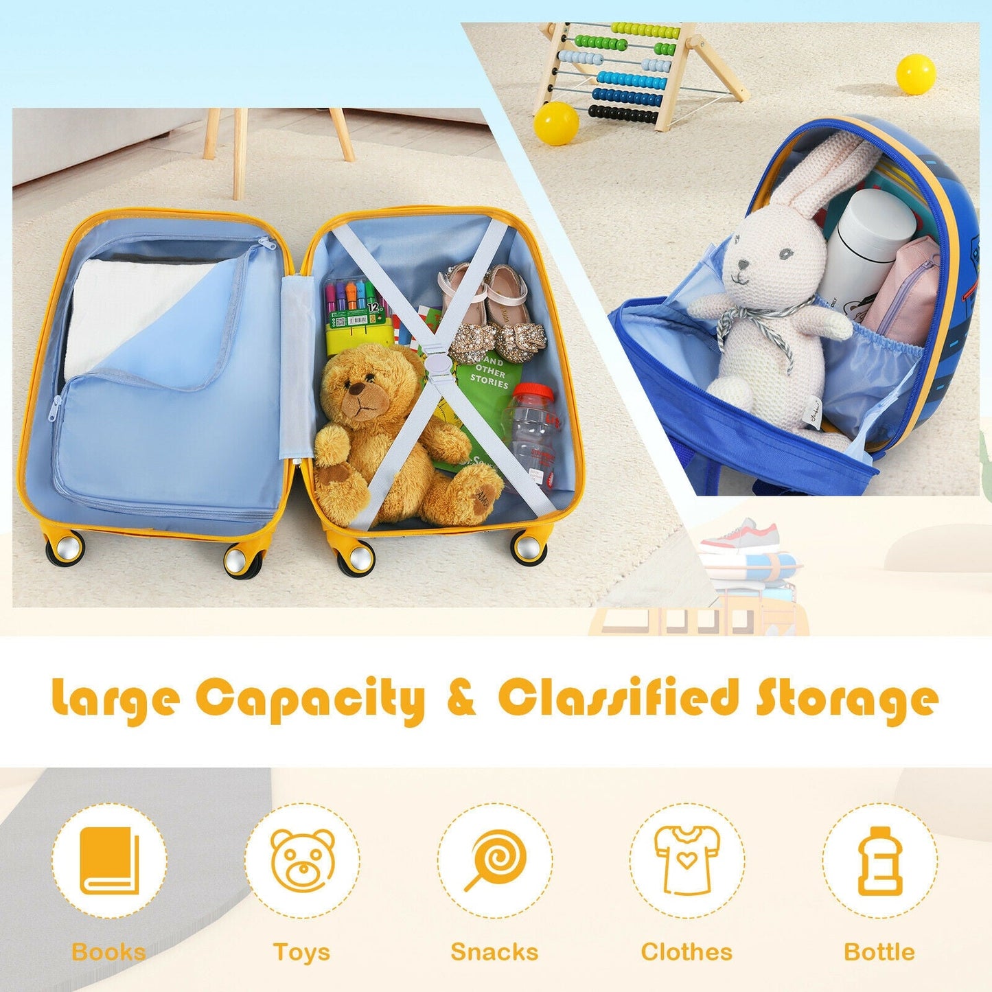 2-Piece Kids Luggage Set: Suitcase & Backpack for Travel