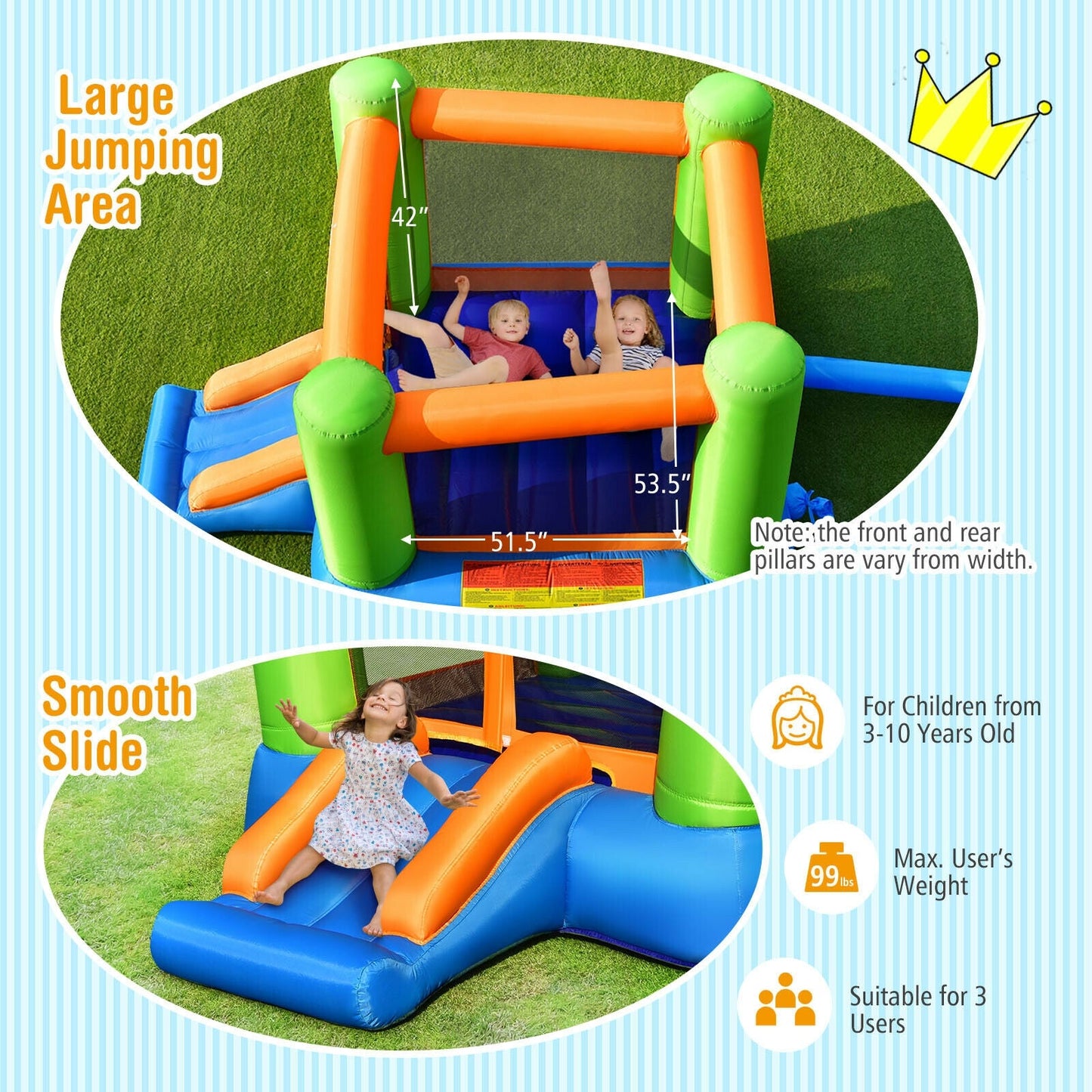 Château Gonflable pour Enfants pour Amusement Intérieur et Extérieur