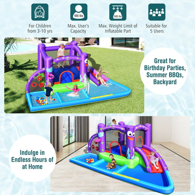 Parque Acuático Inflable con Piscina de Salpicaduras y Ventilador