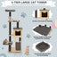 5-Tier Modern Wood Cat Tower with Washable Cushions - Gray