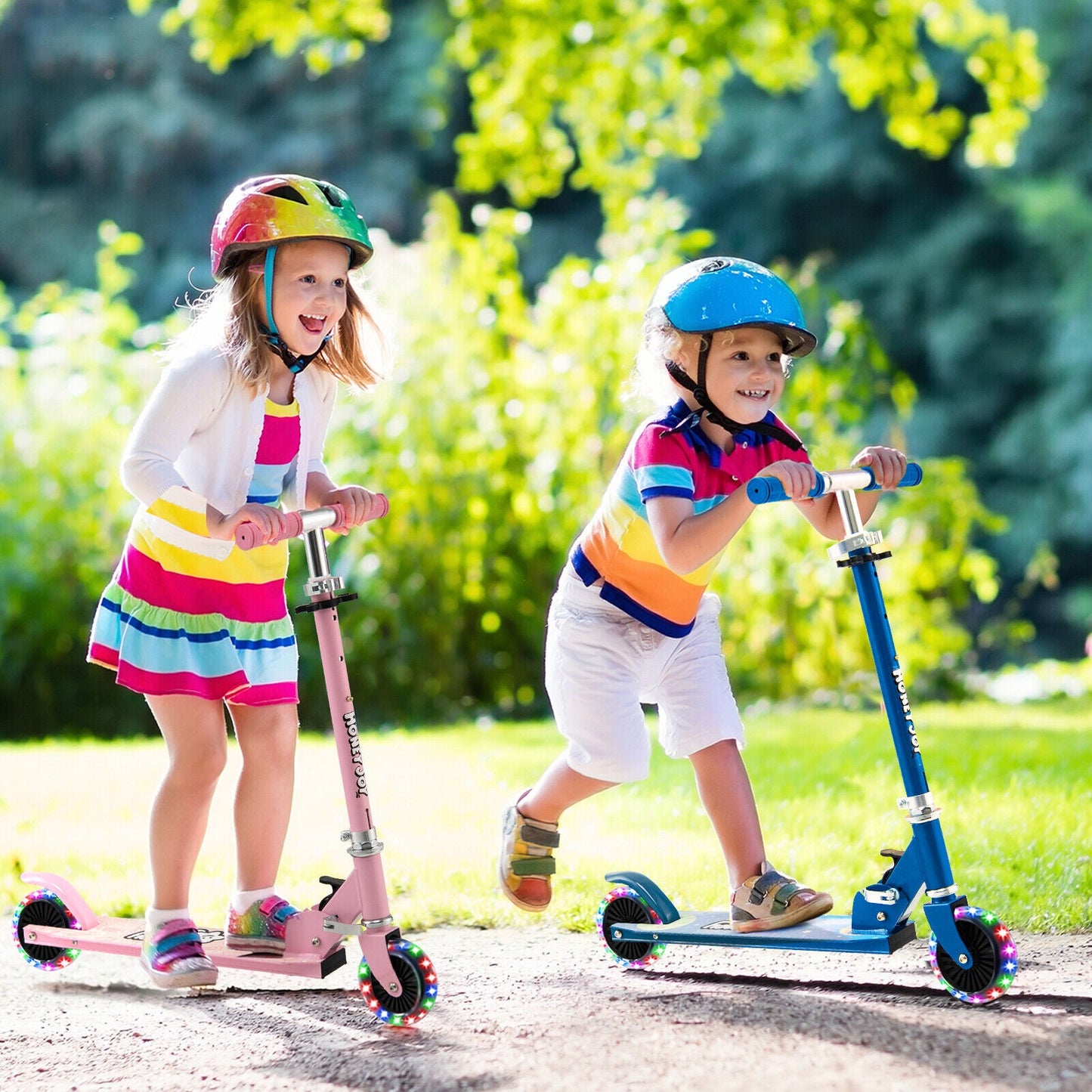 Trottinette pliable avec hauteurs réglables pour enfants - Bleu