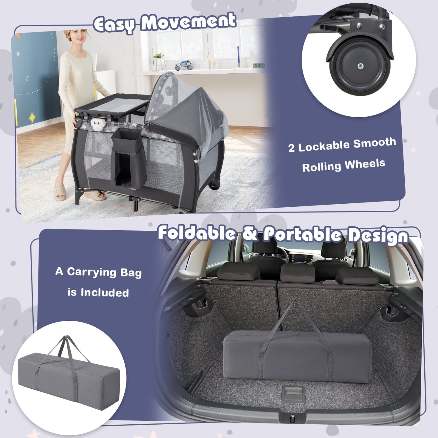 4-in-1 Portable Baby Nursery Center - Gray