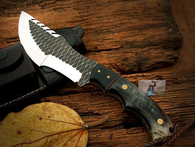 Premium Handmade Tom Brown Tracker Knife - D2 Steel with Buffalo Horn & Canvas Handle for Outdoor Adventures - Korvel