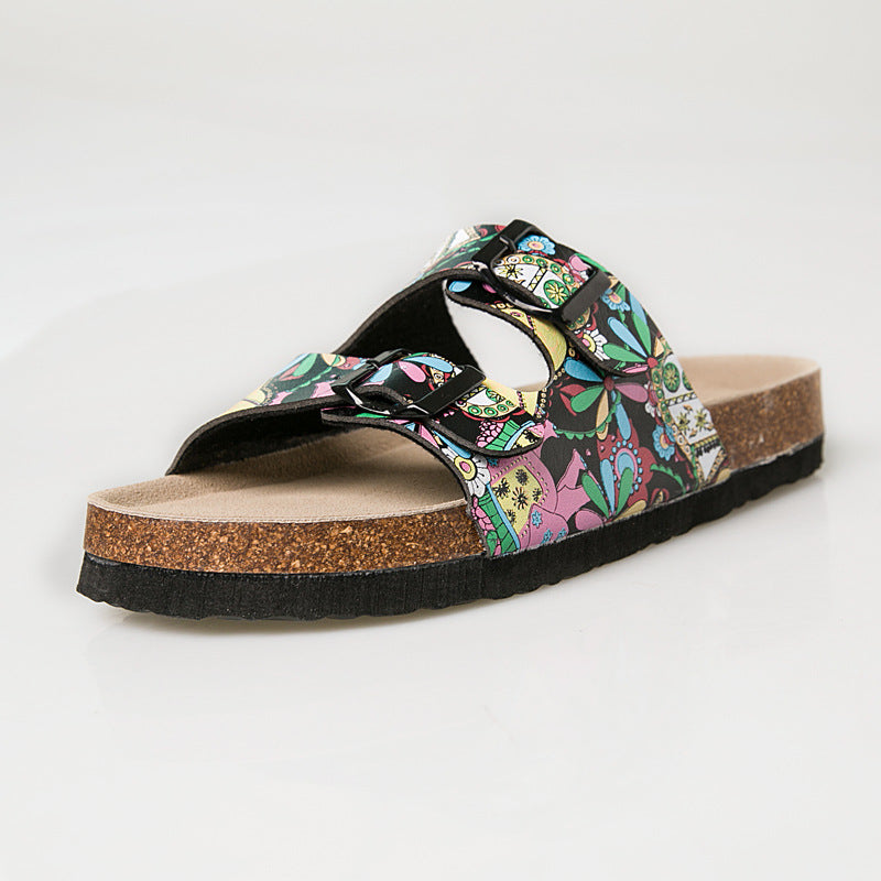 Sandalias deslizantes de doble hebilla ajustables premium para mujeres