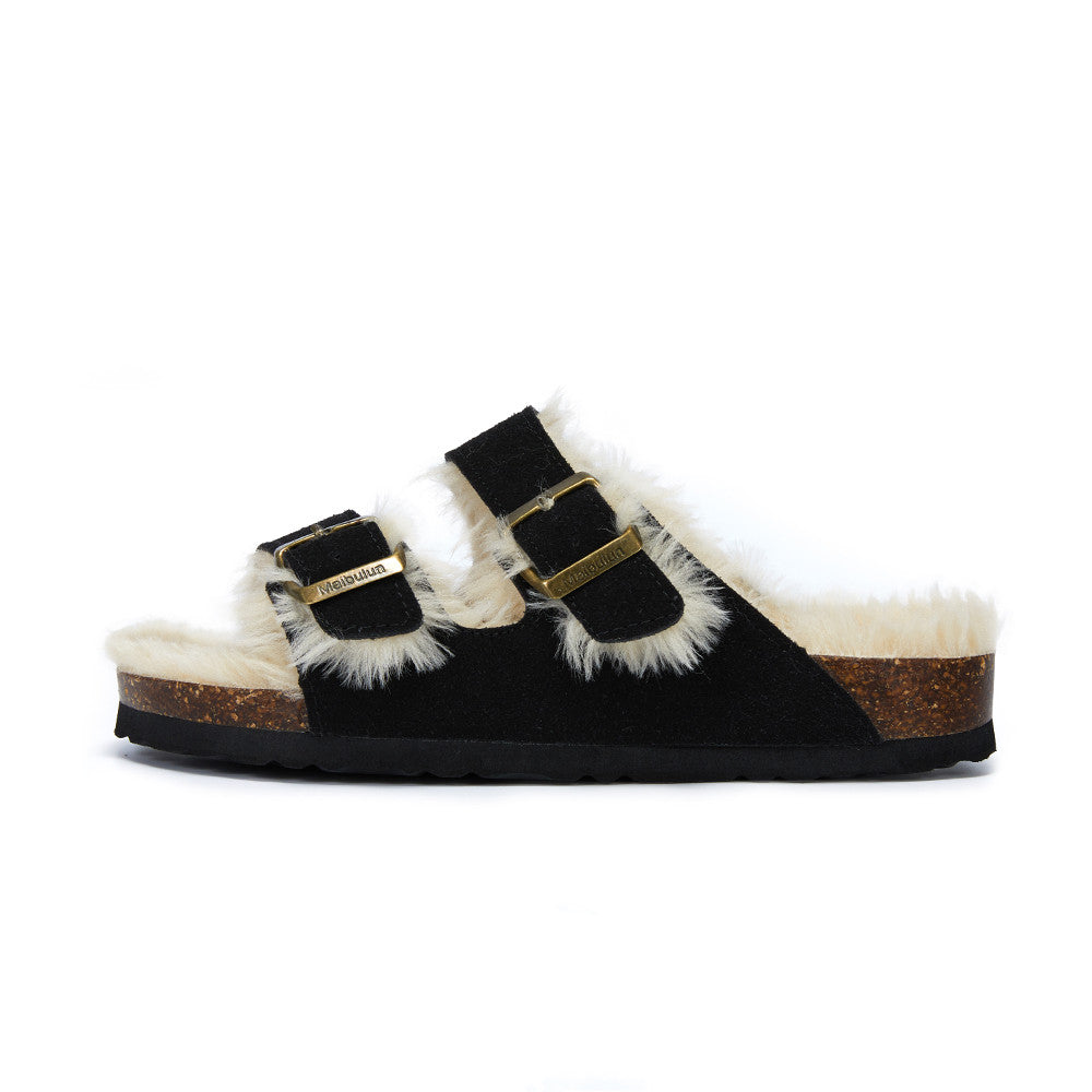 Zapatillas de Lana Premium con Hebilla Ajustable para Comodidad Interior y Exterior
