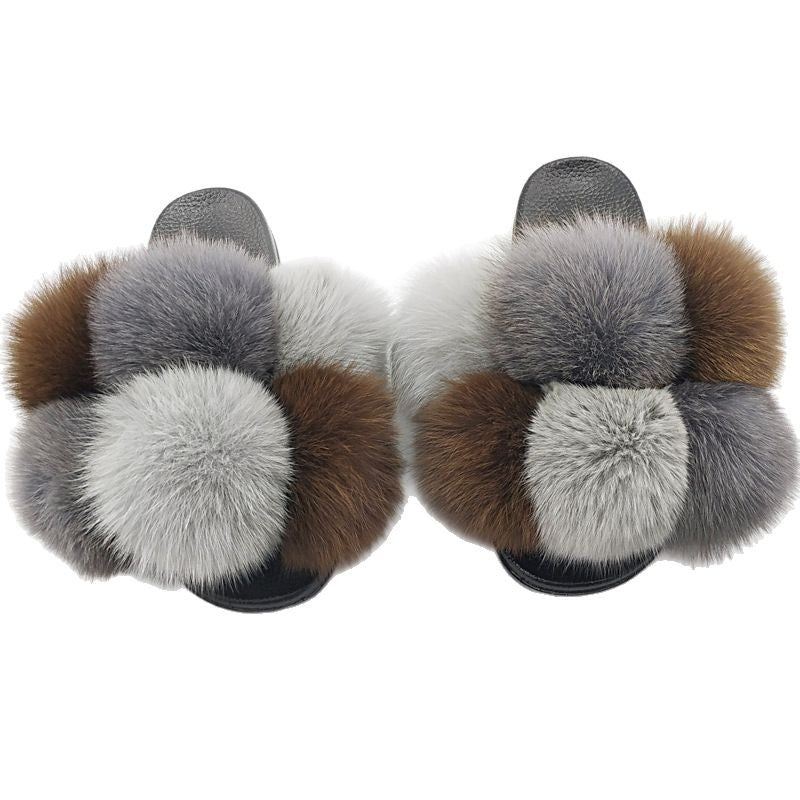 Zapatillas de Piel Sintética Premium para Mujeres - Pantuflas Abiertas y Esponjosas