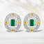 0.69 Carat Genuine Zambian Emerald and Diamond Sterling Silver Earrings
