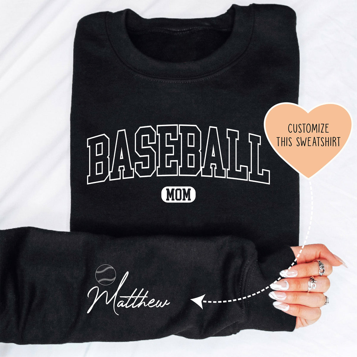 Sweatshirt personnalisable pour maman de baseball
