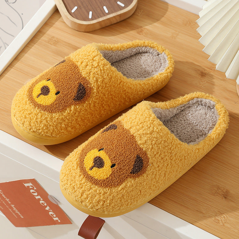 Zapatillas de felpa con cara sonriente para mujer - Calzado interior acogedor