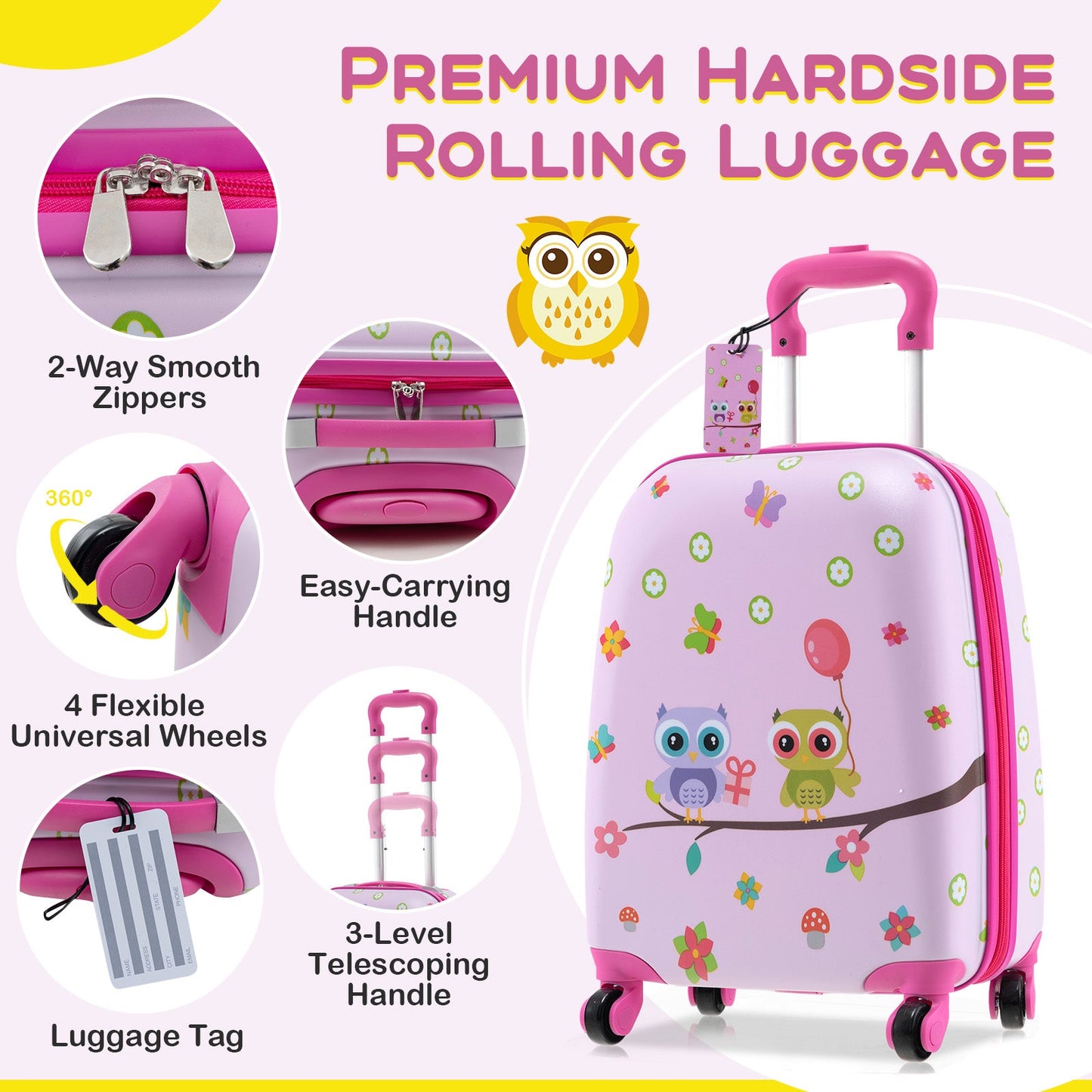 Juego de Equipaje para Niños de 5 Piezas - Rosa
