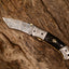 Exquisite Handmade Damascus Steel Tanto Folding Knife | 3-Inch Blade, Buffalo Horn Grip, Leather Sheath | Ideal Gift by KBS Knives - Korvel