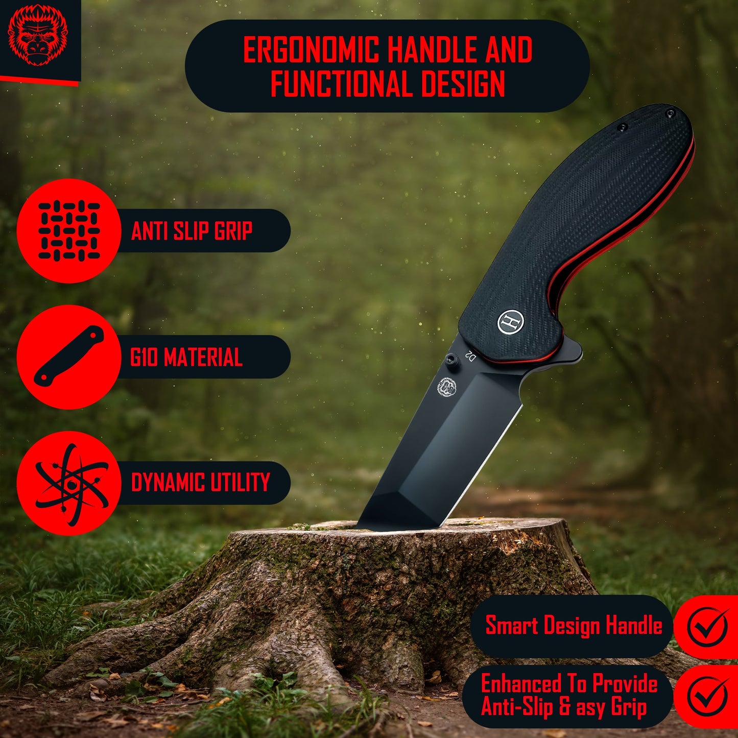 The Ultimate Pioneer Folding Pocket Knife Gift Set for Adventurers (Black & Orange) - Korvel