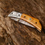 Custom Handcrafted Damascus Steel EDC Folding Knife | 3-Inch Blade, Olive Wood Grip, Leather Sheath | Perfect Gift - Korvel