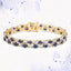 Bracelet en or jaune 14 carats plaqué, saphirs bleus et diamants